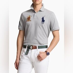 Polo Ralph Lauren Big Pony Crest Mesh Polo Shirt Gray Size 3XL NWT